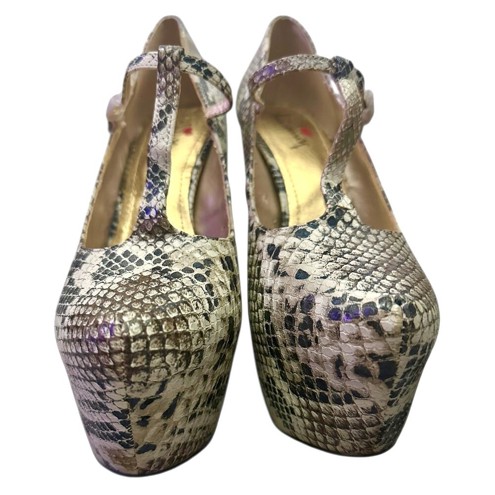 Luichiny Sexy Snakeskin Stiletto 5.5" Mary Jane Platform Heel Tilda 8.5M Retro - Picture 8 of 9